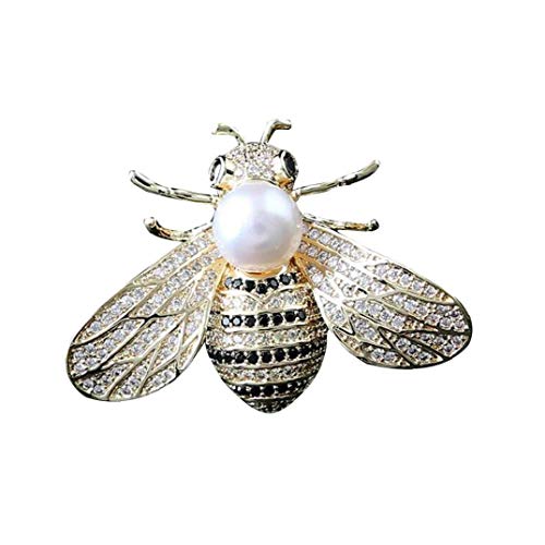 Nicetruc Spilla 1pc Perla del Rhinestone Ape Spilla Pin dell'insetto Tema Pearl Pin Brooches di Modo di Cristallo Pins per le Donne d'argento