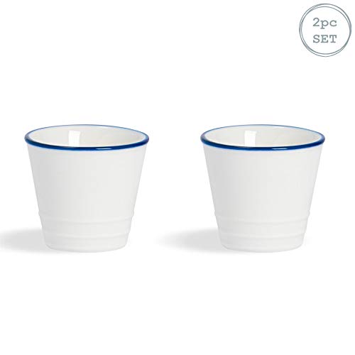 Nicola Spring Huevera para el Desayuno - Estilo rústico - Blanco/Azul - 5 cm - Pack de 2