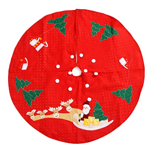 NUOBESTY - Falda Redonda para árbol de Navidad, Bordada, Adorno para árbol de Navidad, tamaño M, Estilo Rojo, 1, sin Tejer, Rojo, Medium