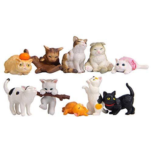 NUOBESTY figuritas de Gato realistas Mini Figuras de Gato Juguetes playset decoración de Topper de Torta para favores de Fiesta de niños 10 Piezas