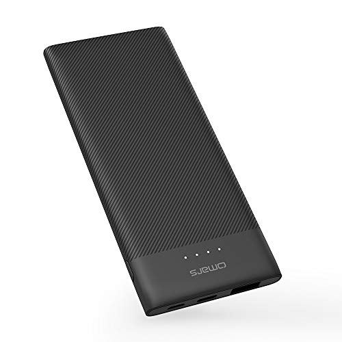 Omars PowerBank 10000mAh Slim Power Pack 5V 3.0A USB C & 2 2.4A Salida USB A Dual Entrada Cargador Portátil para iPhone X Huawei P30