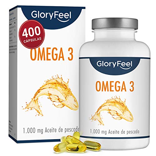 Omega 3 Aceite de Pescado 1000 mg - 400 Cápsulas de gran potencia - Efecto antiinflamatorio y antioxidante - EPA [180 mg] y DHA [120 mg] - Destilado Molecularmente para Mayor Pureza