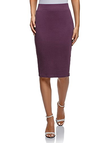 oodji Ultra Mujer Falda Midi de Punto, Morado, ES 40 / M