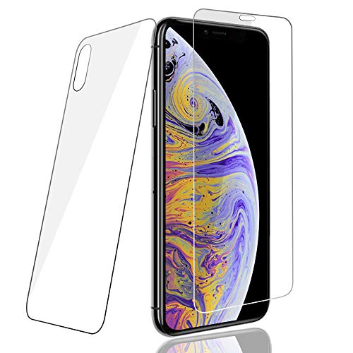 PaceBid [2 Pack [Delantero y Trasero] Protector de Pantalla iPhone XS MAX (6.5"), [Dureza 9H] [Anti-Arañazos] [Anti-Huellas] Cristal Vidrio Templado Premium para iPhone XS MAX (6.5")