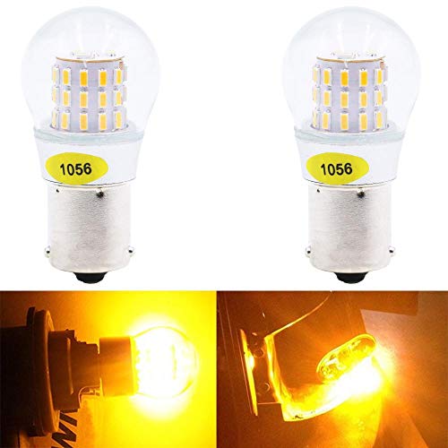 Paquete de 2-1056 BAU15S 7507 12496 5009 Luz LED ámbar/Amarilla Extremadamente Brillante, No Polarizada 10-30V-DC AMAZENAR 3014 39 SMD Bombilla de Repuesto Para lámpara de Cola Luces de Giro