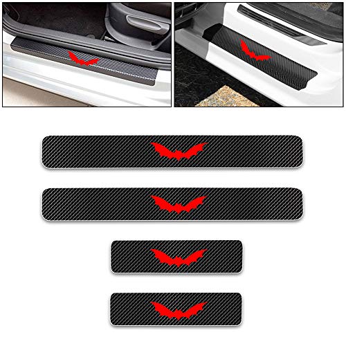 Para Jetta Golf Passat Polo Sharan Pegatinas De Umbral De Puerta De Coche, Protección De Pedal Autoadhesivo Impermeable Etiqueta De Para Alféizar，Faldones Laterales 4Pieza Rojo