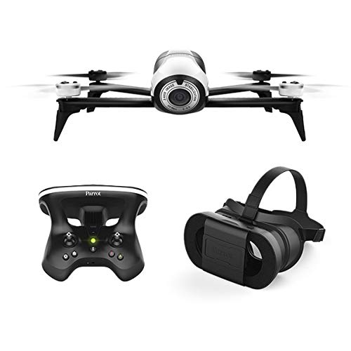 Parrot BEBOP 2 FPV - Dron cuadricóptero (Full HD 1080P, 14 Mpx, 60 Km/h, 25 minutos de vuelo, 2 Km de alcance, 8GB) + Mando Skycontroller 2 + Gafas Cockpitglasses, color blanco