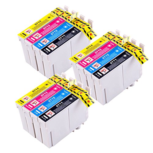 PerfectPrint - 12 Tinta Compatible Cartucho Reemplace T0711 T0712 T0713 T0714 para Epson D78 D92 DX4000 DX4050 DX5000 DX5050 DX6000 DX6050 DX4400 DX4450 DX7000F DX7400DX7450 DX8400 DX8450 DX9450 S20 SX100 SX105 SX200 SX205 SX400 SX405 SX600FW BX300F S21 S