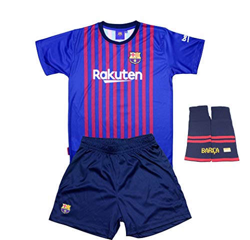 Personalizador Conjunto Complet Infantil FC Barcelona Réplica Oficial Licenciado de la Primera Equipación Temporada 2018-19 - Dorsal Messi 10 (6 años)