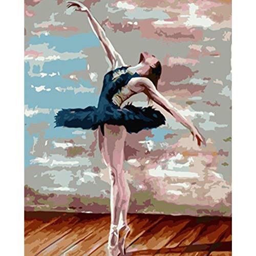 Pintura por números Bricolaje Figura de cisne negro danza ballet Adultos Niños Pintura sobre Lienzo con Pinceles y Acrílica Pinturas Decoraciones para el Hogar regalos -40x50cm