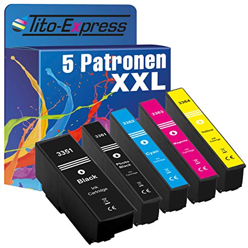 PlatinumSerie® 5 Cartuchos de tinta compatible con Epson 33XL TE3351-TE3364 Expression Premium XP-530 XP-540 XP-630 XP-630 Series XP-635 XP-640 XP-640 Series XP-645 XP-830 XP-900