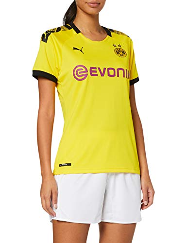 PUMA 1a Equipación 19/20 Borussia Dortmund Fútbol Femenino Replica con Evonik Opel Logo Maillot, Mujer, Cyber Yellow Black, L