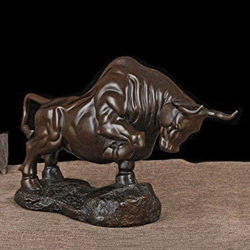 QJL_ANA Feng Shui Riqueza Brass Wall Street Bull Estatua, Escultura de Bronce de Oro decoración del hogar Toro representa la Carrera y Fortuna Fortuna