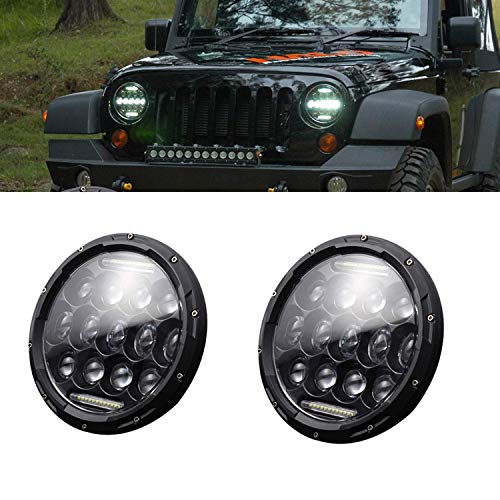 Ricoy DOT aprobado, faro proyector LED de 7 pulgadas, 150 W, haz alto/bajo con DRL para motocicleta Wrangler JK TJ LJ CJ Davidson (paquete de 2)