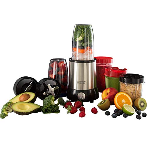 Russell Hobbs NutriBoost - Batidora de Vaso Individual (700 W, libre de BPA, Inox y Negro, 15 piezas) - ref. 23180-56