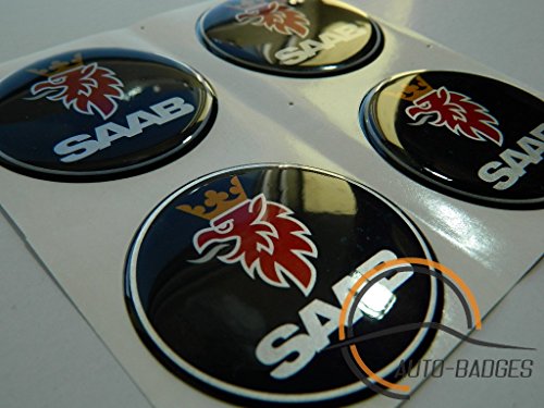 SAAB Juego de 4 emblemas autoadhesivos de emblema de plástico de 60 mm para solicitar cubiertas de cubos
