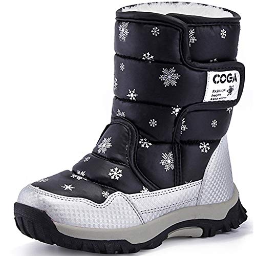 SAGUARO® Niños Botas de Nieve Impermeable Bota de Invierno Zapatos Calientes,Negro,37 EU