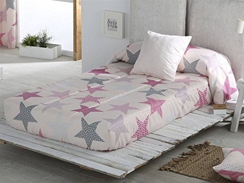 Sansa - Edredón Ajustable Estrellas Cama 90 - Color Rosa