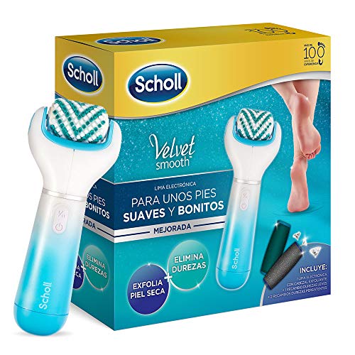 Scholl Velvet Smooth Lima Eléctrica Durezas Pies con Cabezal Exfoliante y 3 Recambios