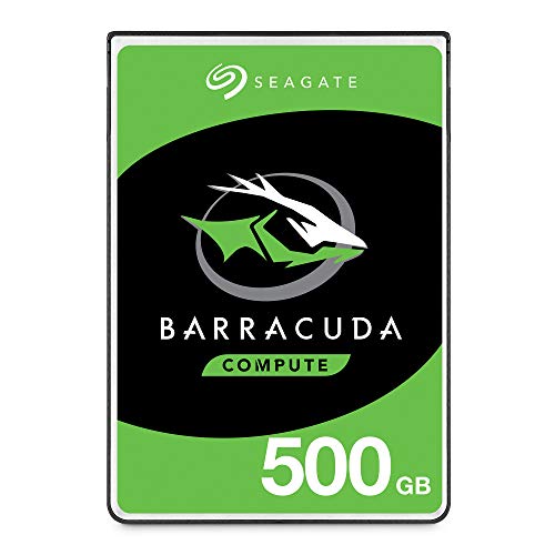 Seagate BarraCuda, 500 GB, Disco duro interno, HDD, 2,5 in, SATA 6 Gb/s, 5400 r.p.m., caché de 128 MB para ordenador portátil y PC (ST500LM030)