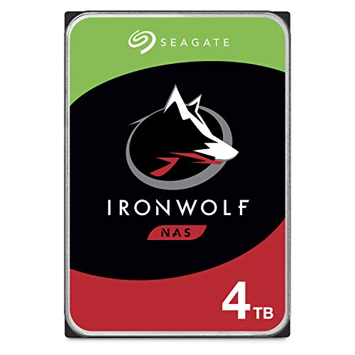 Seagate IronWolf, 4TB, NAS, Disco duro interno, HDD, CMR 3,5" SATA 6 Gb/s, 5900 r.p.m., caché de 64 MB para almacenamiento conectado a red RAID (ST4000VN008)