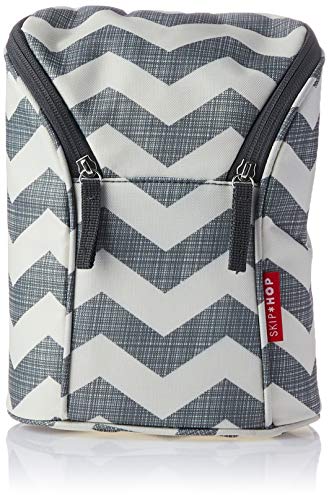 Skip Hop Chevron - Bolsa doble para biberón, color blanco