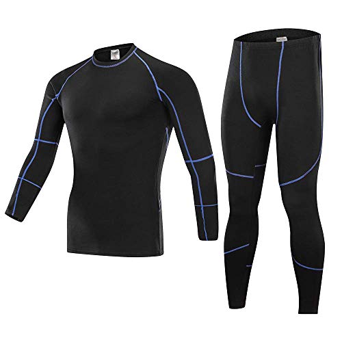 SKYSPER Ropa Interior Térmica Hombre Conjuntos Térmicos Camiseta Térmica Manga Larga Pantalones Largos de Compresión Hombre Deportes Termo Invierno Otoño para Running Esquí Montaña Ciclismo Fitness