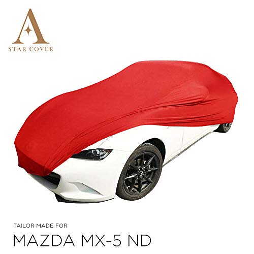 Star Cover Fundas DE Coche para EL Interior Compatible con Mazda MX-5 ND | Rojo Cubierta | Lona Garaje para Auto | Funda DESCAPOTABLE, Veterano, Coche Deportivo | Entrega RÁPIDA