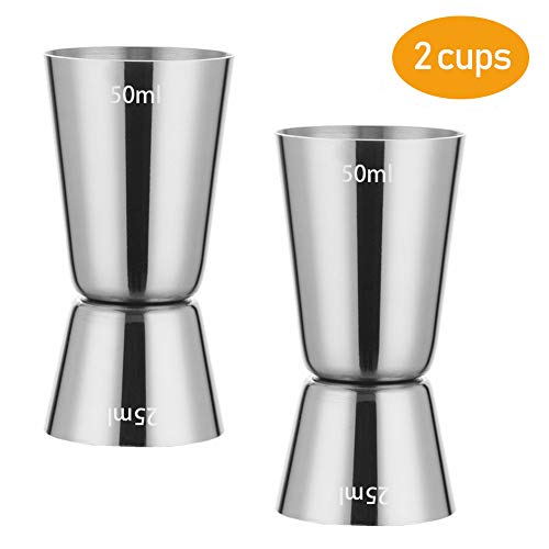 sunerly acero inoxidable 25/50 ml vaso medidor para cócteles Bar Craft doble espíritu medida vaso juego de taza de medición para Bar fiesta vino cóctel bebida coctelera