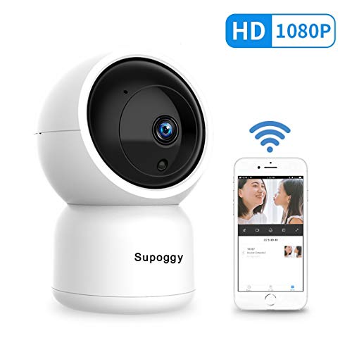 Supoggy Pan/Tilt/Zoom HD IP Cámara Vigilancia 1080P Cámara de Seguridad Doméstica Vigilabebés WiFi