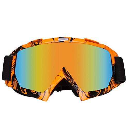 tangyuan Gafas De Motocross Equipo De Caballero Gafas De Casco Gafas De Equitación Gafas De Carrera Protección UV Espejo De Viento-Naranja