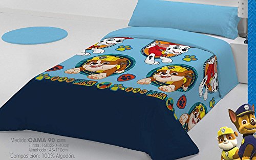 TEDSA Funda NÓRDICA 100% ALGODÓN Cama de 90 cm Azul Modelo Patrulla Canina