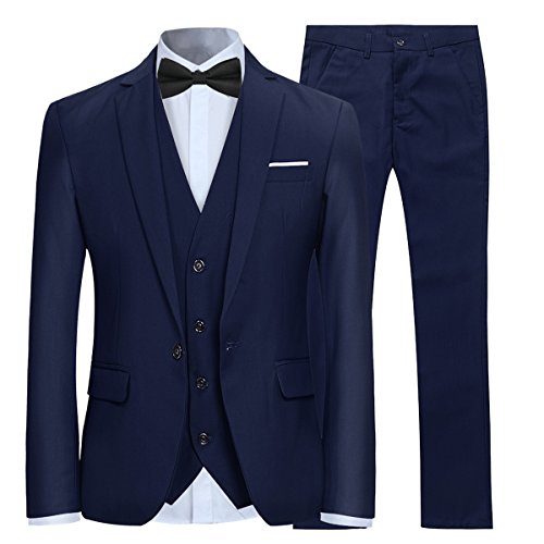 Trajes para Hombre 3 Piezas Slim Fit Boda Esmoquin Formal Un botón Cerrar Blazers Chaqueta Chaleco Pantalones