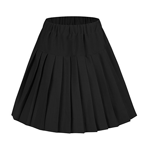 Urban GoCo Mujeres Falda Tenis Plisada Cintura Elástica Uniforme Escolar Mini Faldas Negro 2XL