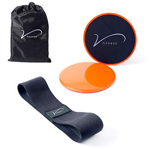 Vida Fitness Discos Deslizadores para Core. 2 x Discos Deslizantes de Doble Cara para Ejercicios de Abdominales y de Cuerpo Completo. El conjunto Incluye Funda para su Transporte.