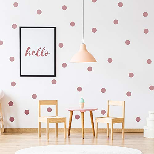 Vinilo de Pared Puntos (200 Calcomanías) Fácil de Despegar y Palo- Decoración de Lunares de Vinilo Metálico Extraíble, Etiqueta Redonda de Círculo Habitación Infantil Festiva Bebés (Oro Rosa)