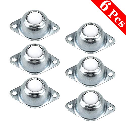 WEKON 6pcs Transferencia a Bola, Rodillo Bola de Transporte, Rodamiento de Transferencia de Bolas para Muebles Silla de Rueda Súper Duradera Diámetro 16mm Carga Max. 15kg con 2 Orificios