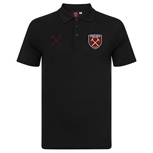 West Ham United FC Polo Oficial Para Hombre - con el Escudo del Club - Negro - L