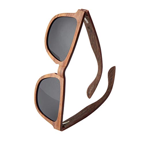 WOLA estilo cuadradas gafas de sol en madera AERO mujer y hombre madera, sunglasses UV400 - polarisado (nuez)