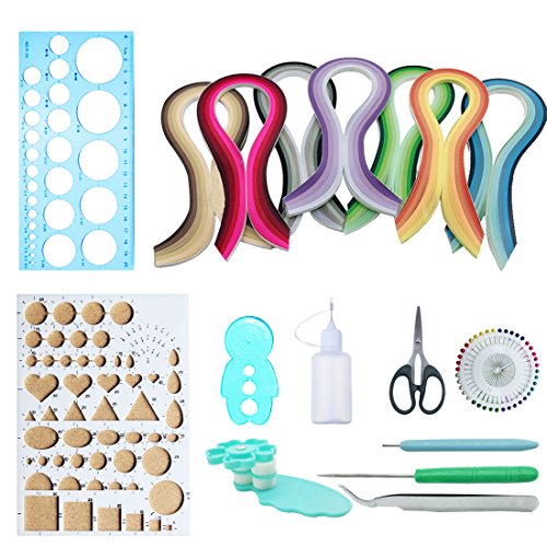 Woohome Set de Papel de Filigrana con 10 Herramientas de Quilling y 34 Colores de 700 Tiras de Papel Quilling