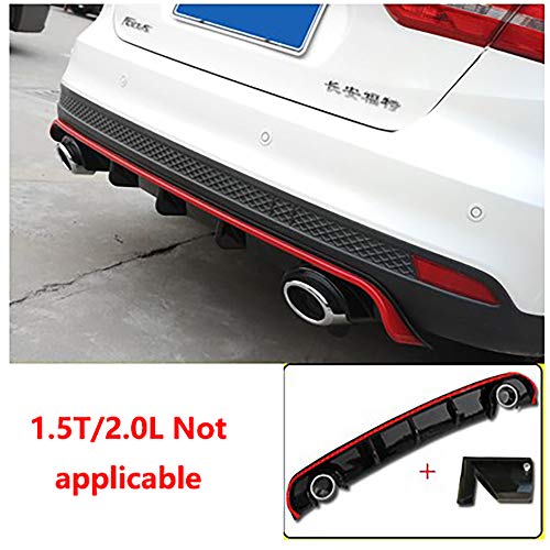 wowowa Plástico ABS Spoiler Trasero Difusor Protector de Parachoques Protector Placa de Deslizamiento Cubierta para Ford Focus 2012 2013 2014 2015 2016 2017