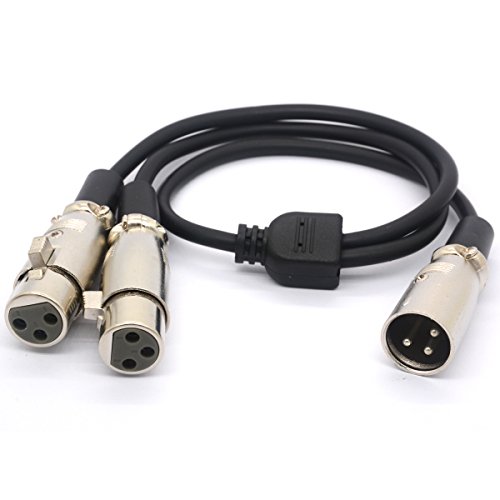 XLR Cable Y Splitter Adaptador XLR hembra a XLR macho XL Cables de extensión Y para micrófono Audio 50CM (1 macho a 2 hembra)