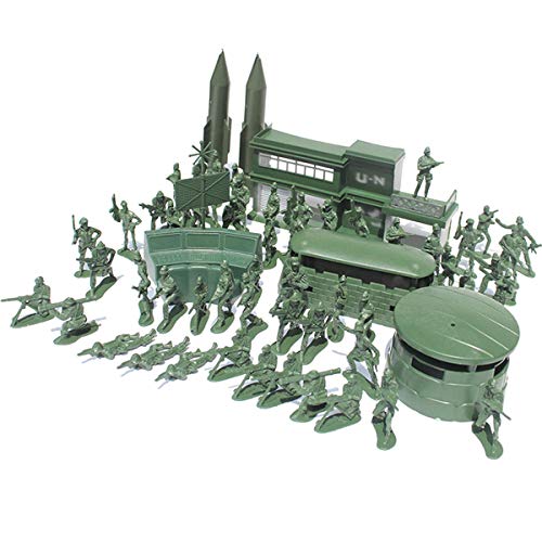 YeahiBaby Militar Soldado de plástico Modelo Toy Army Hombres Figuras Accesorios Kit Decor Play Set 56pcs (Verde)
