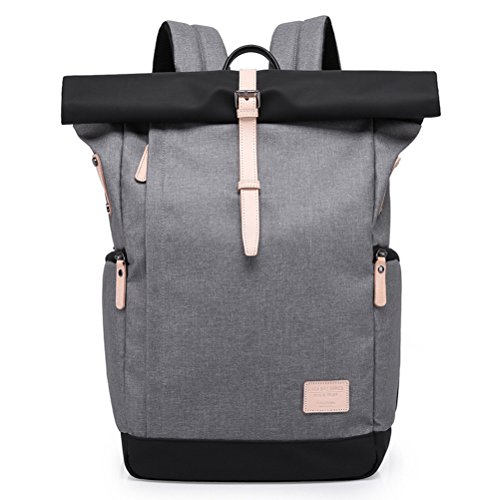 YFbear Roll top Mochila Deportiva para Hombre Mujer - Backpack Impermeable Separación de Seco y Húmedo, Daypack Escolar Antirrobo Top Roll de Moda, Cabe Laptop 15.6", para Viaje y Deporte Ou (Gris-B)