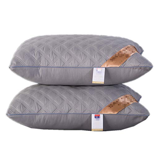 YFYJ Ropa de Cama de Almohada Estándar 48 * 74cm Almohada Núcleo (2p) Almohada para el Hogar, la Almohada para el Cuello es Suave y Cómoda, Llena de Fibra de Poliéster Gris Unilateral Bajo 48 * 74 cm