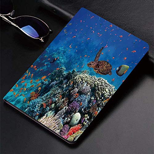 Yilan Carcasa con Magnetic Auto-Sueño,Decoración del océano, Peces exóticos y Tortugas en Agua Dulce sobre corales,Ligéra Protectora Suave Silicona TPU Smart Cover Case para iPad Air 1Air 2,