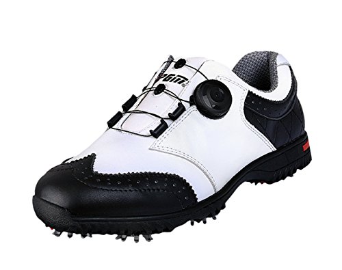 Zapatos de Golf Impermeables del Cuero Genuino para los Hombres con el Sistema del Cordón de Boa