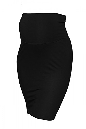 Zeta Ville - Premama Midi Falda de Tubo Banda Barriga elástica - para Mujer 066c (Negro, 38, M)