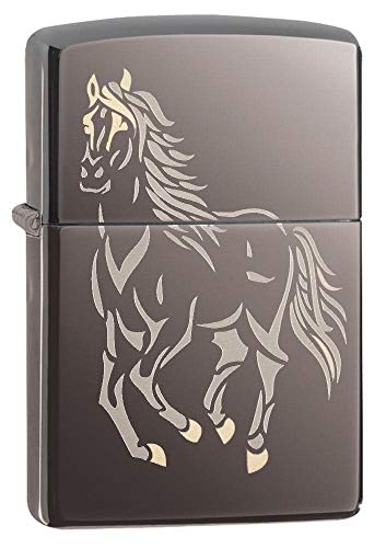 Zippo Running Horse Mechero, Metal, Black Ice, 3.5x1x5.5 cm