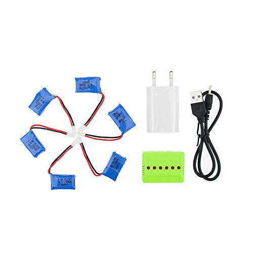 zjpvip218 6pcs batería Lipo 150mAh 3.7V con Cargador USB Verde Establecido para Eachine H8 Mini JRC Syma X2 Nihui U207 H2 helicóptero Quadcopter